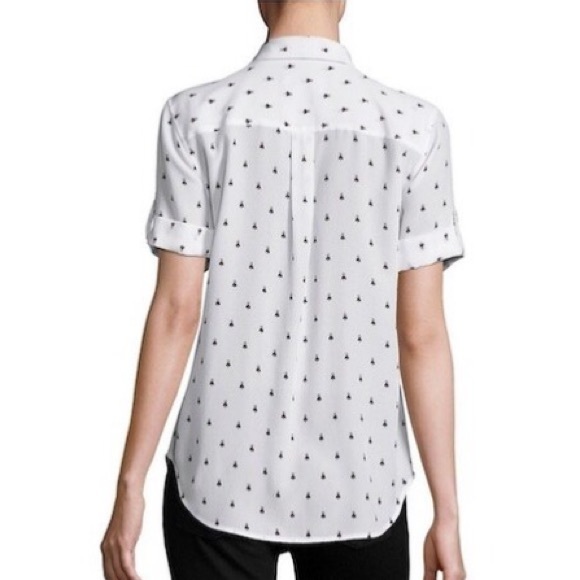 Equipment Silk Bee Print Short Sleeve Safari Shirt, Size M - Picture 3 of 15